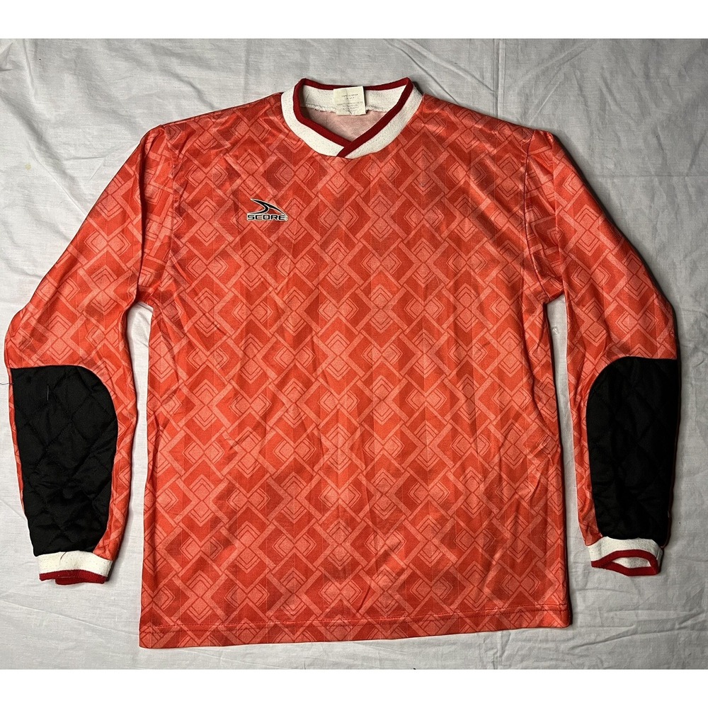 Score Soccer Jersey Youth Size Large Red Diamonds Long Sleeve Vintage 1990s